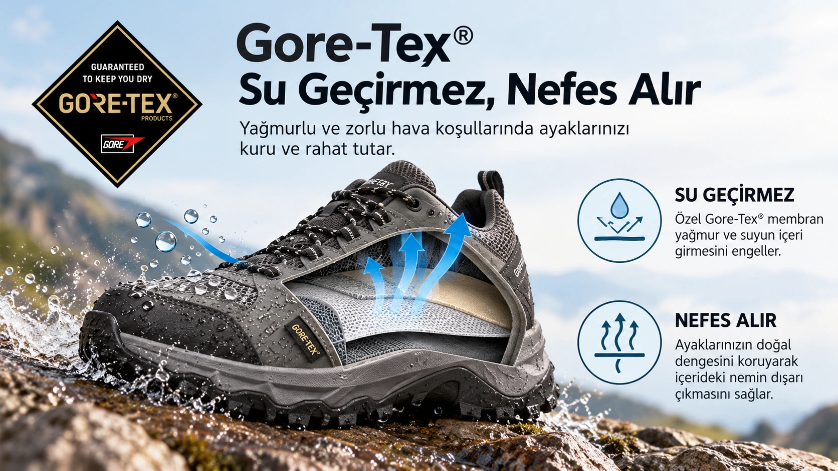 Gore-Tex su geçirmez ayakkabı