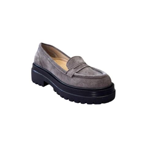 EXTRAFIT Kadın Küçük ve Büyük Numara Kuşaklı Loafer Ayakkabı 6310 Vizon Süet  - 34