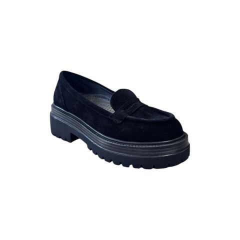 EXTRAFIT Kadın Küçük ve Büyük Numara Kuşaklı Loafer Ayakkabı 6310 Siyah Süet - 41