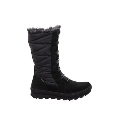 LEGERO Novara Gore-Tex Kadın Bağcıklı Fermuarlı Uzun Kar Botu 2-009901 Siyah Süet Kumaş - 43