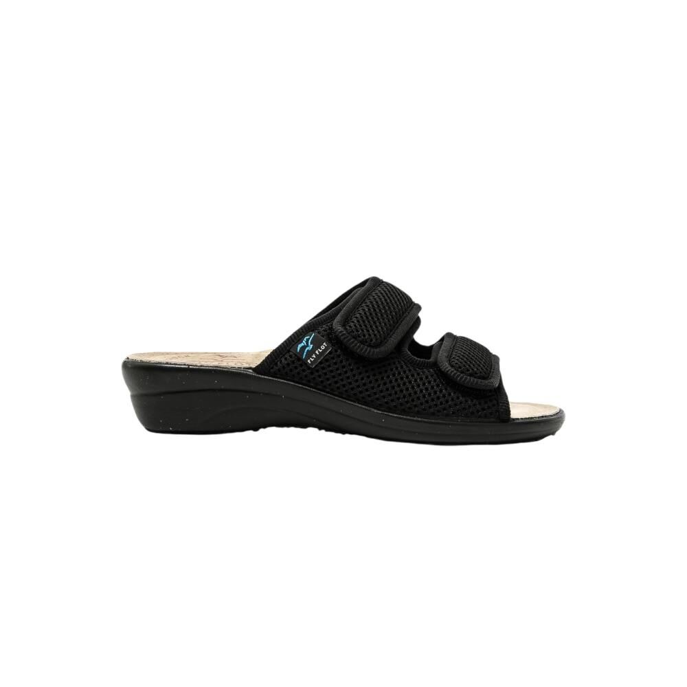 FLY FLOT Slipper İki Cırtlı Kadın Terlik T4-F50 Siyah Kumaş - 36