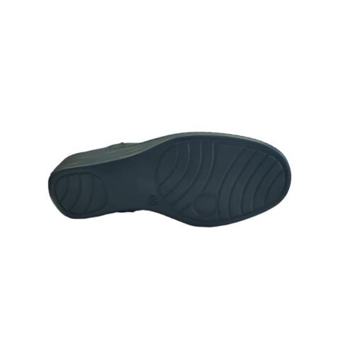EXTRAFIT Geniş Kalıp Kadın Lastikli Dolgu Topuk Ayakkabı 7496-21 Siyah Deri - 39