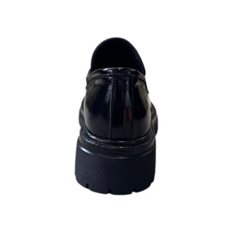 EXTRAFIT Kadın Kalın Tabanlı Tokalı Loafer Ayakkabı 264-1 Siyah Süet Rugan - 39