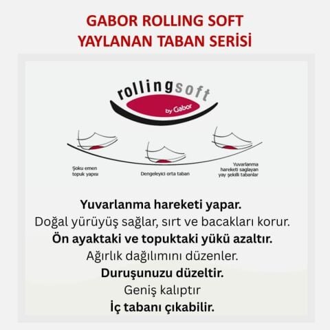 GABOR Geniş (G) Kalıp Rolling Soft Kadın Fermuarlı Bağcıklı Spor Ayakkabı 0104.01 (76.957)