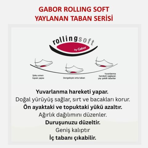 GABOR Geniş (G) Kalıp Rolling Soft Kadın Fermuarlı Bağcıklı Spor Ayakkabı 0104.01 (76.957)