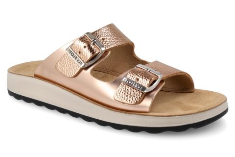 FLY FLOT Slipper Çift Tokalı Kadın Dolgu Topuk Terlik 77 G64 ALTIN METALİK - 39
