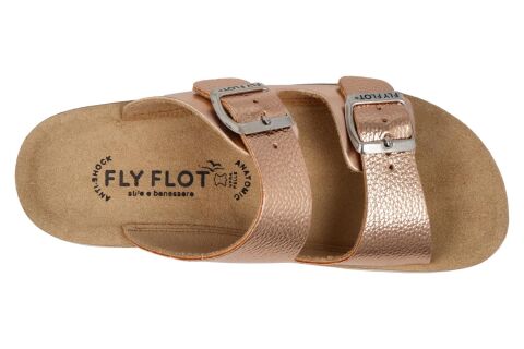 FLY FLOT Slipper Çift Tokalı Kadın Dolgu Topuk Terlik 77 G64 ALTIN METALİK - 39