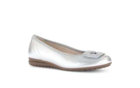 GABOR Comfort Geniş (G) Kalıp Easy Walking Babet 62.623 Gümüş Deri  - 37