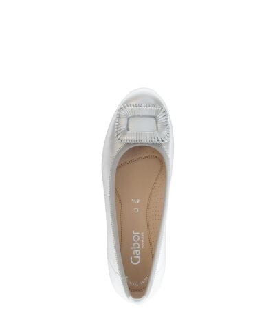 GABOR Comfort Geniş (G) Kalıp Easy Walking Babet 62.623 Gümüş Deri  - 37