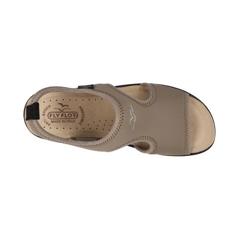 FLY FLOT Sandal Fresh Kadın Lastikli Sandalet 55-E71 KOYU BEJ KUMAŞ - 40