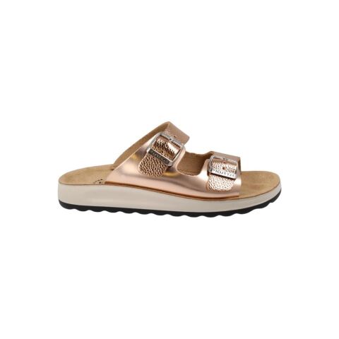 FLY FLOT Slipper Çift Tokalı Kadın Dolgu Topuk Terlik 77 G64 ALTIN METALİK - 39