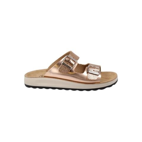 FLY FLOT Slipper Çift Tokalı Kadın Dolgu Topuk Terlik 77 G64 ALTIN METALİK - 40
