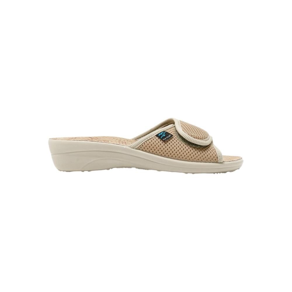 FLY FLOT Slipper Kadın Cırtlı Terlik T4-413 BEJ KUMAS - 39
