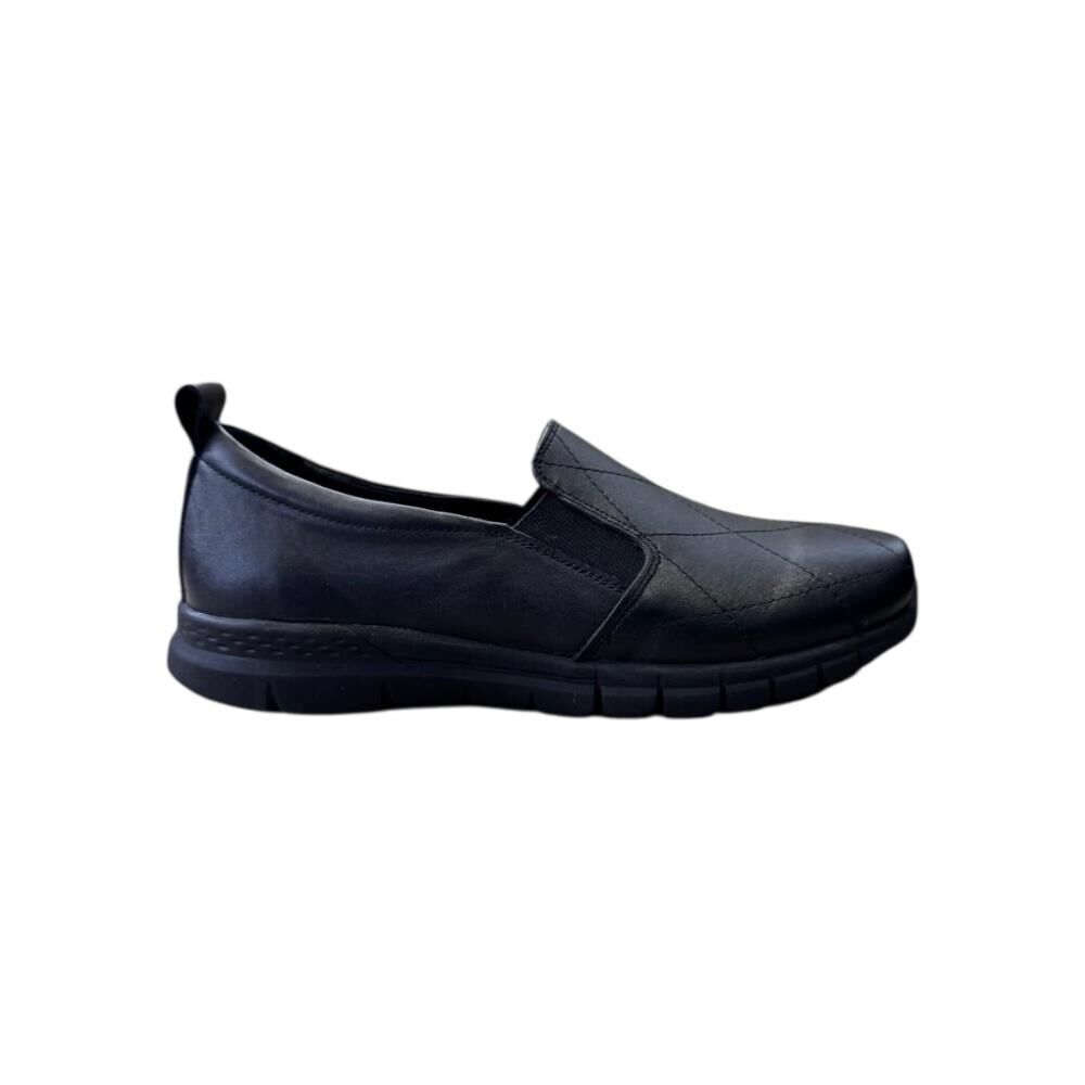 EXTRAFIT Geniş Kalıp Kadın Lastikli Mokasen Ayakkabı 74128-17 Siyah Deri - 40