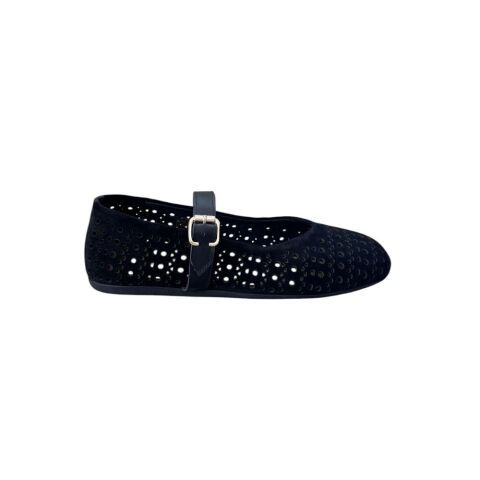 EXTRAFIT Elva Kadın Ayarlanabilir Bantlı Babet Ayakkabı 07-065 Siyah Süet - 39