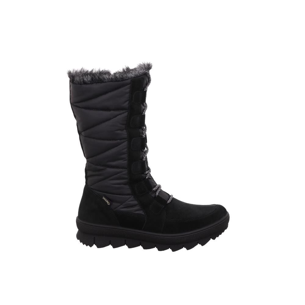 LEGERO Novara Gore-Tex Kadın Bağcıklı Fermuarlı Uzun Kar Botu 2-009901 Siyah Süet Kumaş - 40