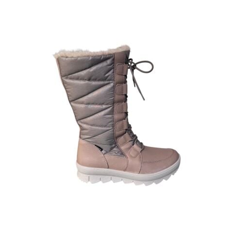 LEGERO Novara Gore-Tex Kadın Bağcıklı Fermuarlı Uzun Kar Botu 2-009901 BEJ DERİ KUMAŞ - 39