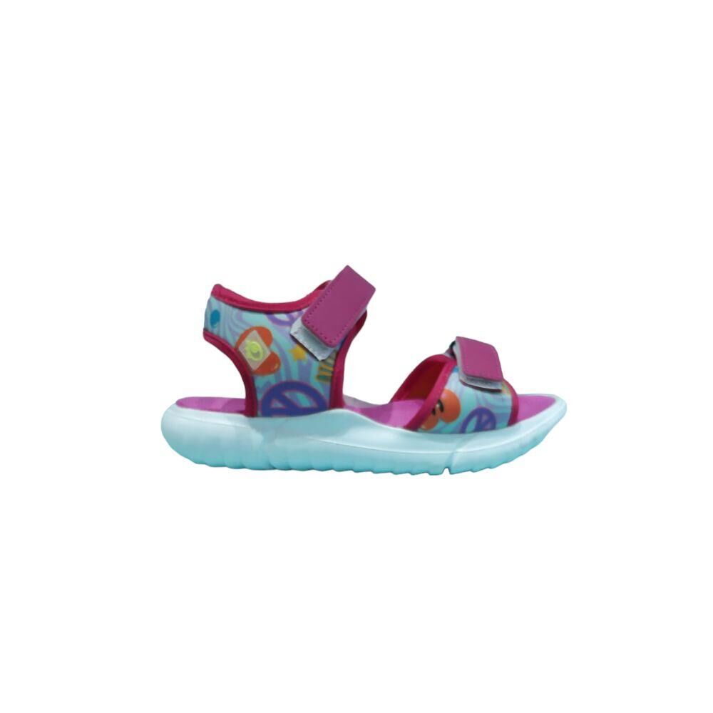DUDINO Paris Çocuk Kız Cırtlı Sandalet PEMBE DESENLI KUMAS - 32