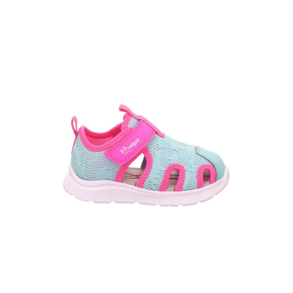 SUPERFIT Wave Orta Genişlik Kız Çocuk Cırtlı Delikli Ayakkabı 1-000481-2 (24-28) AÇIK MAVİ PEMBE KUMAŞ - 26