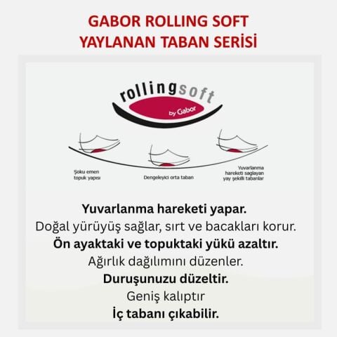GABOR Geniş (G) Kalıp Rolling Soft Kadın Cırtlı Sandalet 86.833